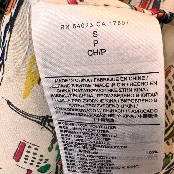 Banana Republic Women Blouse Shirt Size Small Paris Theme Lightweight Sheer Work - Picture 5 of 6